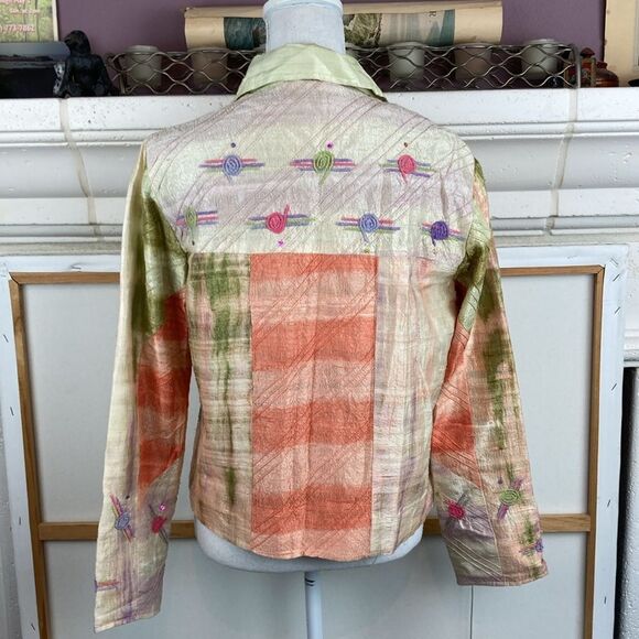 Parsley & Sage silk boho avant garde charming mixed media lined jacket VTG - Picture 2 of 10